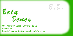 bela dencs business card